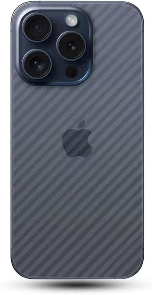 For iPhone 15 Pro Back Screen Protector 3D Carbon Fiber Ultra Thin Protective Film-2 packs-Transparent