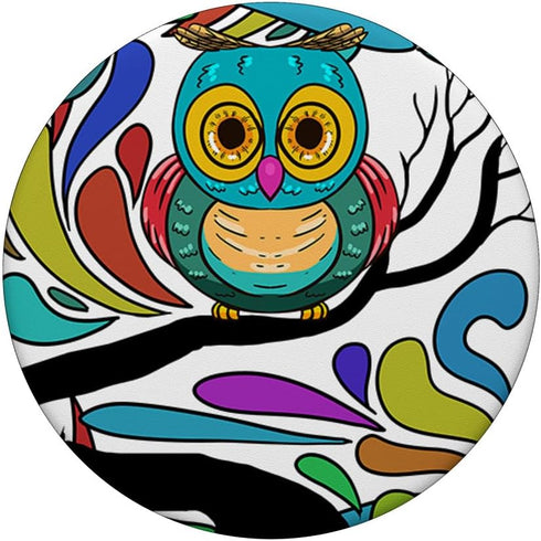 Colorful Owl Animal Nocturnal Bird Lover Gift, PopSockets Swappable PopGrip