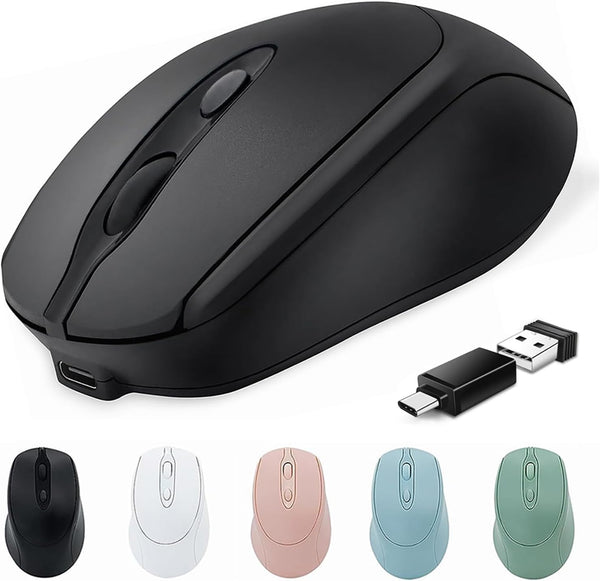 Bluetooth Wireless Mouse USB C, Rechargeable Silent Ergonomic Mouse for Macbook Air Pro/Computer/Laptop