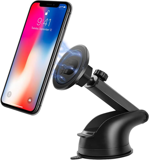 HZEL Magnetic Car Phone Holder, Vehicle Windshield Dashboard Cellphone Mount, Suction Cup Hands