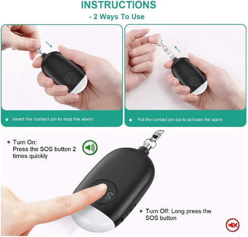 Safesound Personal Alarm Siren Song 1-Pack - 130dB Self Defense Keychain with Emergency LED Flashlight for Women Kids