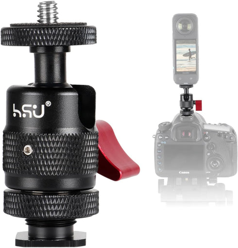 HSU Cold Shoe Mount Adapter, Aluminum 1/4-20 Screw Hole 360 Rotation Camera