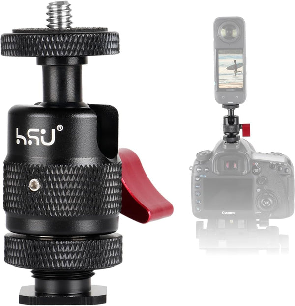 HSU Cold Shoe Mount Adapter, Aluminum 1/4-20 Screw Hole 360 Rotation Camera