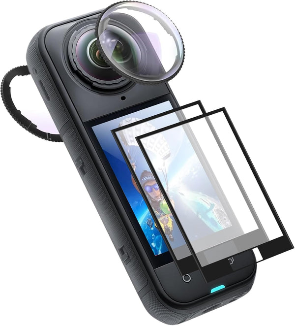 Semaiki Premium Lens Guards for Insta360 X5,2 Glass Lens Cap+2 Screen Protector