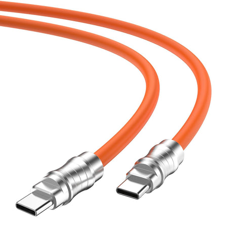 USB C to USB C Silicone Cable 6.6FT, Ultra Flexible & Soft USB Type C 100W Fast Charging Cable, Geek Industrial PD Data Transfer Cable for Phones,Tablet,Laptops(Orange)
