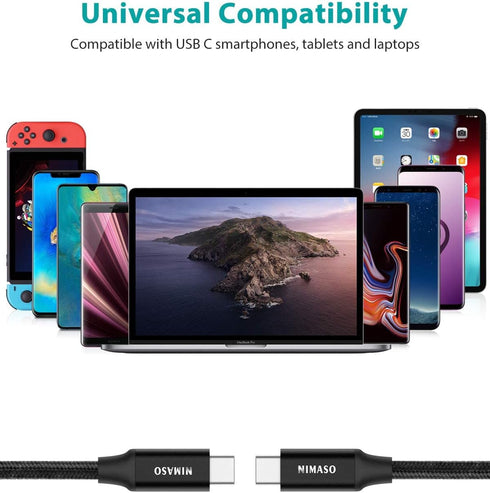 NIMASO USB C to USB C 3.1 Gen 2 Cable: 10Gbps Data Transfer, 4K Video, 100W PD Fast Charging for iPhone 15 Pro/Max,