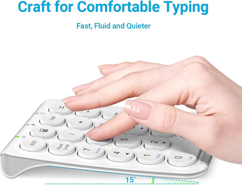 iClever Number Pad, KP08 Bluetooth Number Pad, Ultra Slim and Lightweight, USB-C Charge, for Laptop, iPad, Mac, PC