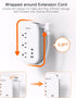 BESHON Flat Plug Power Strip with 3 Outlets and 3 USB Ports (2 USB C), 3.2ft Wrapped Extension Cord for Travel
