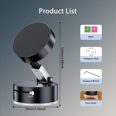 TUTGLOBAL Vacuum Suction Magnetic Car Phone Holder Mount Fit All Phones,Adjustable Phone Holders for Your Car Home