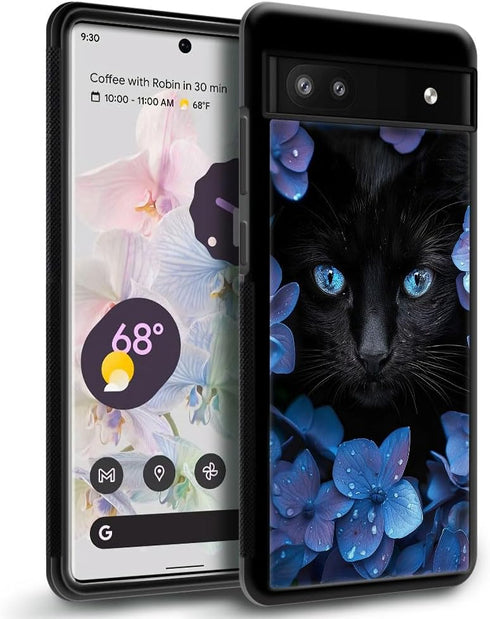 CARLOCA Google Pixel 7a Case, Black Mumbai Clivia Cat, Hard Acrylic Shockproof Anti-Scratch Phone Case