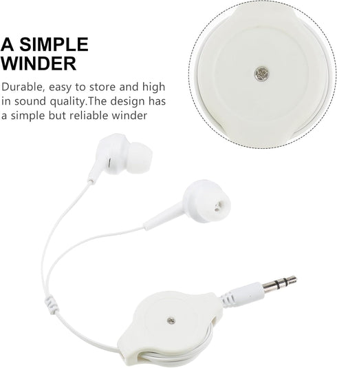 ULTECHNOVO Wired Earbuds, 3.5mm In-Ear Headphones, MP3 Double Pull Telescopic Earplugs (White)