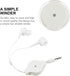 ULTECHNOVO Wired Earbuds, 3.5mm In-Ear Headphones, MP3 Double Pull Telescopic Earplugs (White)