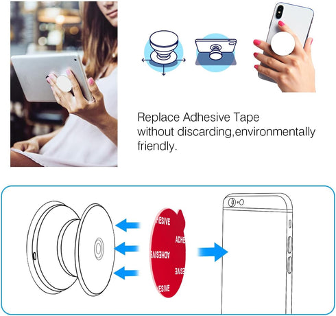 8pcs Clear Sticky Adhesive Pads for Socket Base Mount, 1.38 inches Round Double-Sided Replacement Tapes for Phone Stand