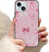Aoldimu Bow Phone Case for iPhone 15 6.1",Pink Aesthetic Cute Ribbon Bowknot Pattern
