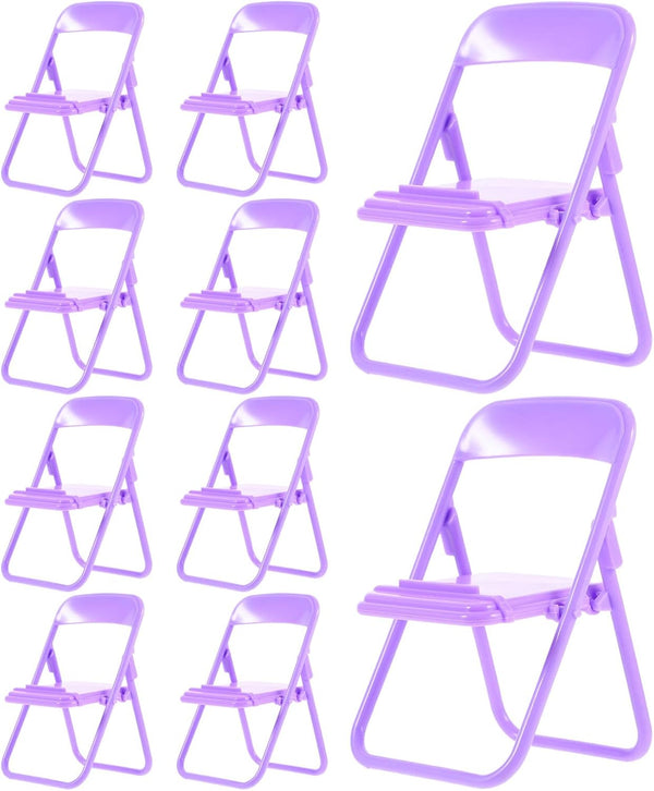 DOITOOL 10pcs Foldable Chair Cartoon Phone Stand Mobile Phone Holder Portable Storage Bracket