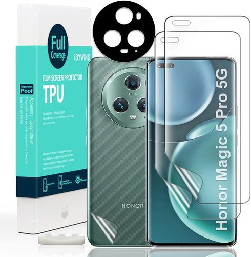 Ibywind Honor Magic 5 Pro 5G Screen Protector (6.81") 2 Pack + Camera Lens Protector + Back Film, HD Clear, Case