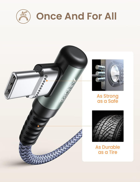 AINOPE 1.5FT USB C to USB C Cable - 60W Fast Charging, Nylon Braided, Ideal for iPhone 15 Pro Max, Samsung, Travel.