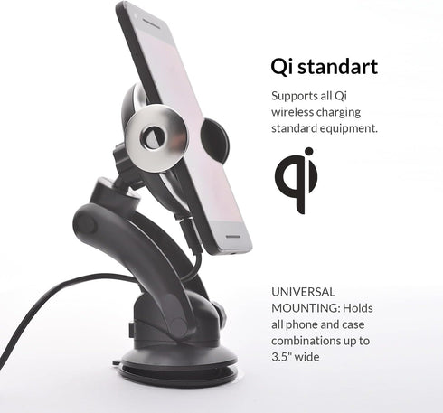 Wireless Car Charger with 15W Fast Charging, Smart Sensor Cradle, Auto-Clamping Mount for iPhone 14, Samsung S23/S22/S21