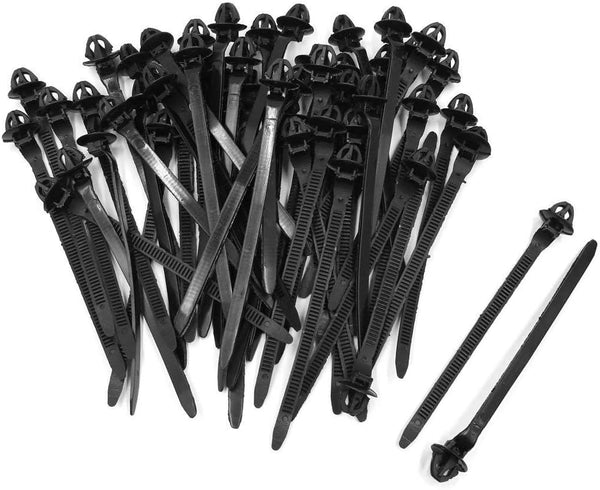Umbrella Wing Nylon Push Mount Zip Ties, 50Pcs Heavy Duty Black Wire Zips Tie Mounts for Engine Bay