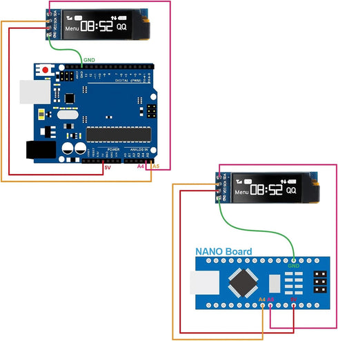JUZITAO 6PCS 0.91 Inch I2C 3.3V~5V OLED Display Module IIC OLED Screen DC Compatible with Raspberry PI (White Display