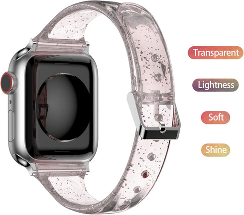 Compatible with TOOBUR Smart Watch Band, Lamshaw Women, Soft Silicone Glitter Clear Sport Strap Compatible with TOOBUR IDW13 1.8" Smart Watch/TEMINICE IDW13 1.8" Smart Watch/VRPEFIT IDW13 1.8" Watch/Konitee IDW13 1.8" Smart Watch/Gydom IDW13 1.8" Smart Wa