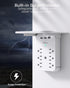 Wall Outlet Extender with Surge Protector, 6 AC Outlets, Shelf, 2 USB & USB C Charging Ports