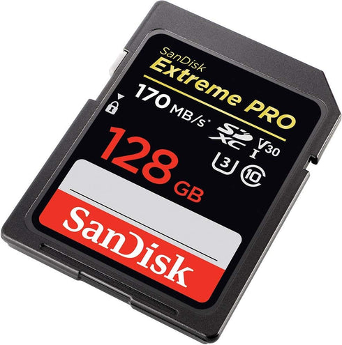 SanDisk Extreme Pro Memory Card, Compatible with Nikon D3400, D3300, D750, 128GB SD 4K with Combo Reader