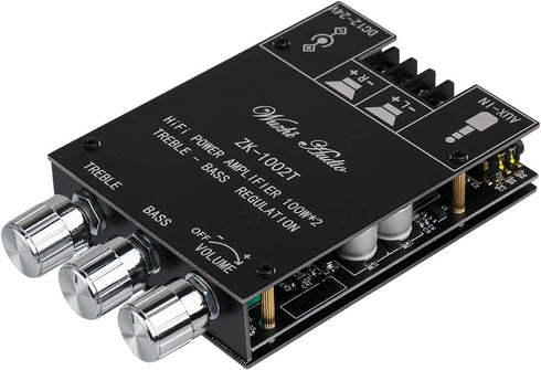 ZK-1002T Bluetooth Amplifier Board 2.0CH 100W*2 Mini Audio AMP with Treble and