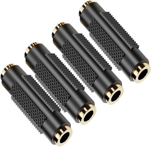 3.5mm (1/8 Inch) Stereo Jack Female to Female Adapter Connector, Gold Plated (4 Pack)
