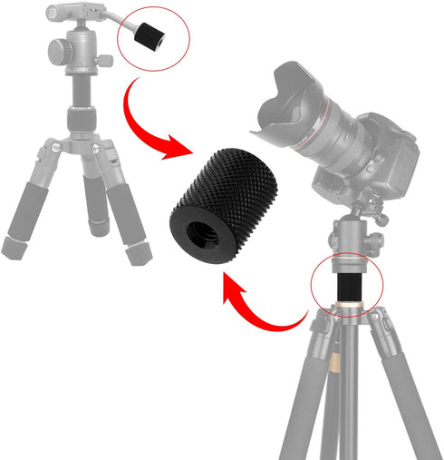 Vin Beauty 4 1/4 1/4 1/4-20 Pcs Double Female Thread Tripod Cylinder Adapter Screw to with Center Thread Photography