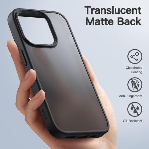 JETech iPhone 15 Pro Case: Matte Shockproof Military Grade Drop Protection, Frosted Translucent Back Cover - 6.1 inch