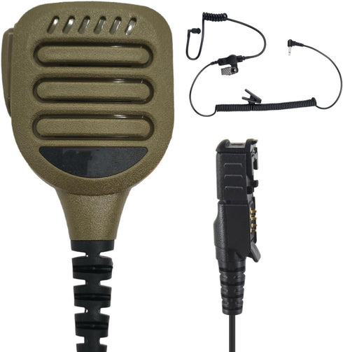 IP65 8 Pin Waterproof Shoulder Mic Walkie Talkie Speaker, 3.5mm Audio Jack, Compatible with xpr3300e, Coffee