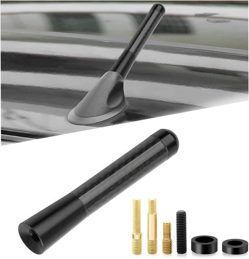 Gasedin Car Short Antenna, 3.14" Carbon Fiber Antennas Replacement with Aluminum Screw, AM/FM