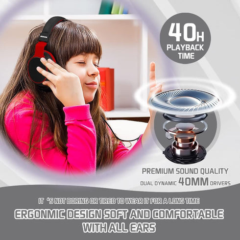 MIDOLA Kids Headphones Bluetooth 5.3, Wireless 60H Play Time, Volume Limited Over Ear Headset for Travel