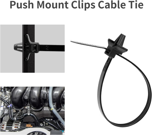 210 PCS Universal Nylon Push Mount Cable Zip Ties, Heavy Duty Self Locking UV Resistant Wire Ties, Assorted Sizes