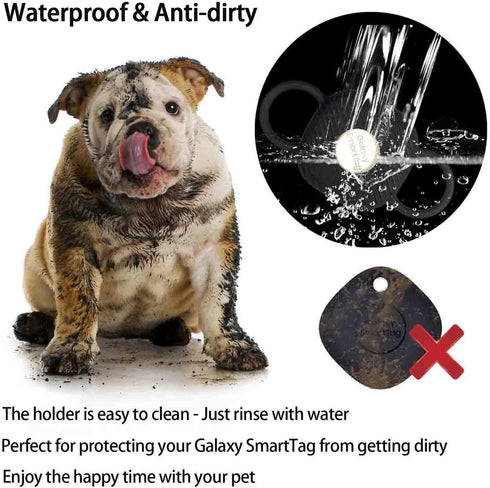 Dog Silicone Collar Holder for Samsung SmartTag/Smart Tag+Plus/Tile Mate - Secure Holder for Pet Tracker Case (4 Pack)