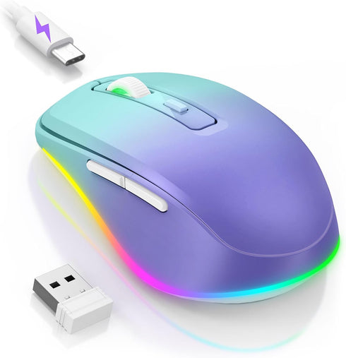 Wireless Mouse Jiggler, LED Wireless Mice with Built-in Mouse Jiggler Mover, Rechargeable Moving Mouse for Computer