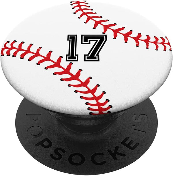 Baseball Softball Jersey Number #17 PopSockets Swappable Grip - Perfect for Baseball Player Gifts