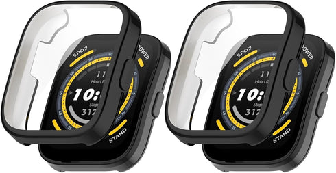 Protective Case for Amazfit Bip 5 Smart Watch, TPU Soft Ultra-Slim Screen Protector Bumper, Black *2