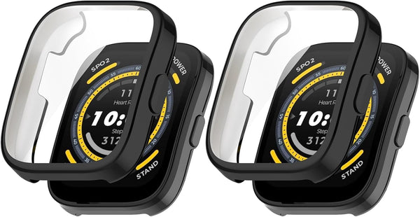 Protective Case for Amazfit Bip 5 Smart Watch, TPU Soft Ultra-Slim Screen Protector Bumper, Black *2