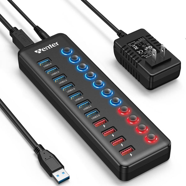 Wenter 11-Port Powered USB 3.0 Hub, Splitter with 7 Data Transfer Ports + 4 Smart Charging Ports