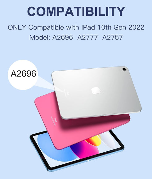 iPad 10th Generation Case with Keyboard (10.9", 2022), Multi-Touch Trackpad, Detachable Keyboard Folio Cover with