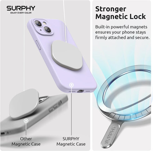 SURPHY iPhone 15 Plus Case (6.7 inch, 2023) - Liquid Silicone, MagSafe Compatible, Lilac + 2 Pack Screen Protector.