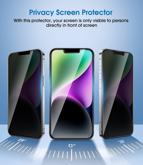amFilm OneTouch Privacy Tempered Glass Screen Protector for iPhone 14 Plus & 13 Pro Max (6.7") - 2-Pack, Easy Install