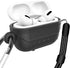 WaterProof Case for AirPods pro 2nd generation, Anti-Lost Silicone Protective Cover, Wireless Charging & LED Visible, with carabiner(Black 01)