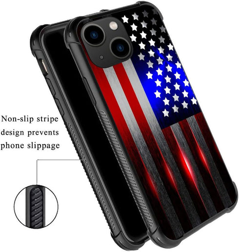 ZHEGAILIAN Case Compatible with iPhone 15 Plus,Cut American Flag iPhone 15 Plus Cases,Plexiglass Four-Corner Shock-Proof Design Cover for iPhone 15 Plus 6.7-inch