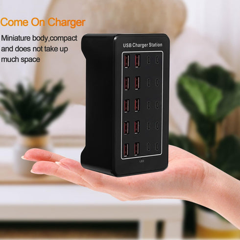 USB C Charger Block 100W Charging Station, 20-Port (20A) Multiple Charging Hub for Apple iPhone, iPad, Samsung, Pixel,