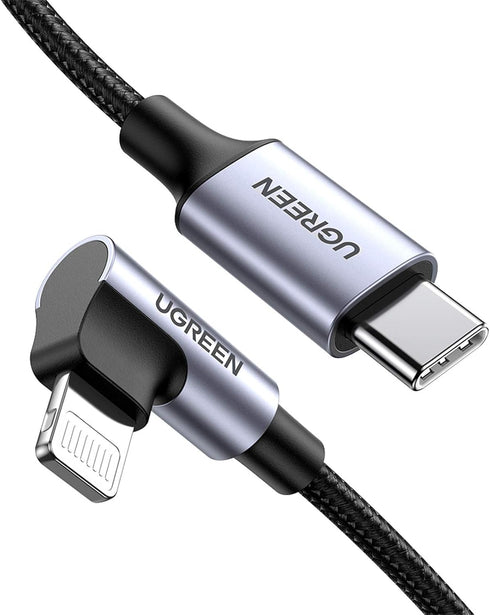 UGREEN 90 Degree Lightning Cable - MFi Certified, 3FT USB C to Lightning, for iPhone 14/13/12/11/X/XR/XS/8, iPad,