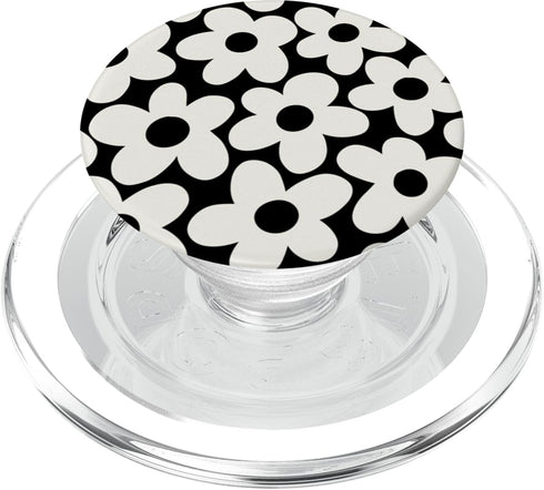 PopSockets MagSafe PopGrip for iPhone - Cute Black White Aesthetic Flowers Floral Retro Daisy Women