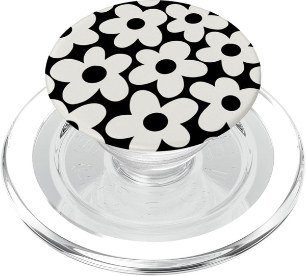 PopSockets MagSafe PopGrip for iPhone - Cute Black White Aesthetic Flowers Floral Retro Daisy Women